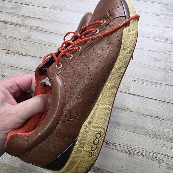 ECCO Mens 9.5 43 Yak Leather Comfort Sneaker Golf Shoes Softspikes - Picture 6 of 7